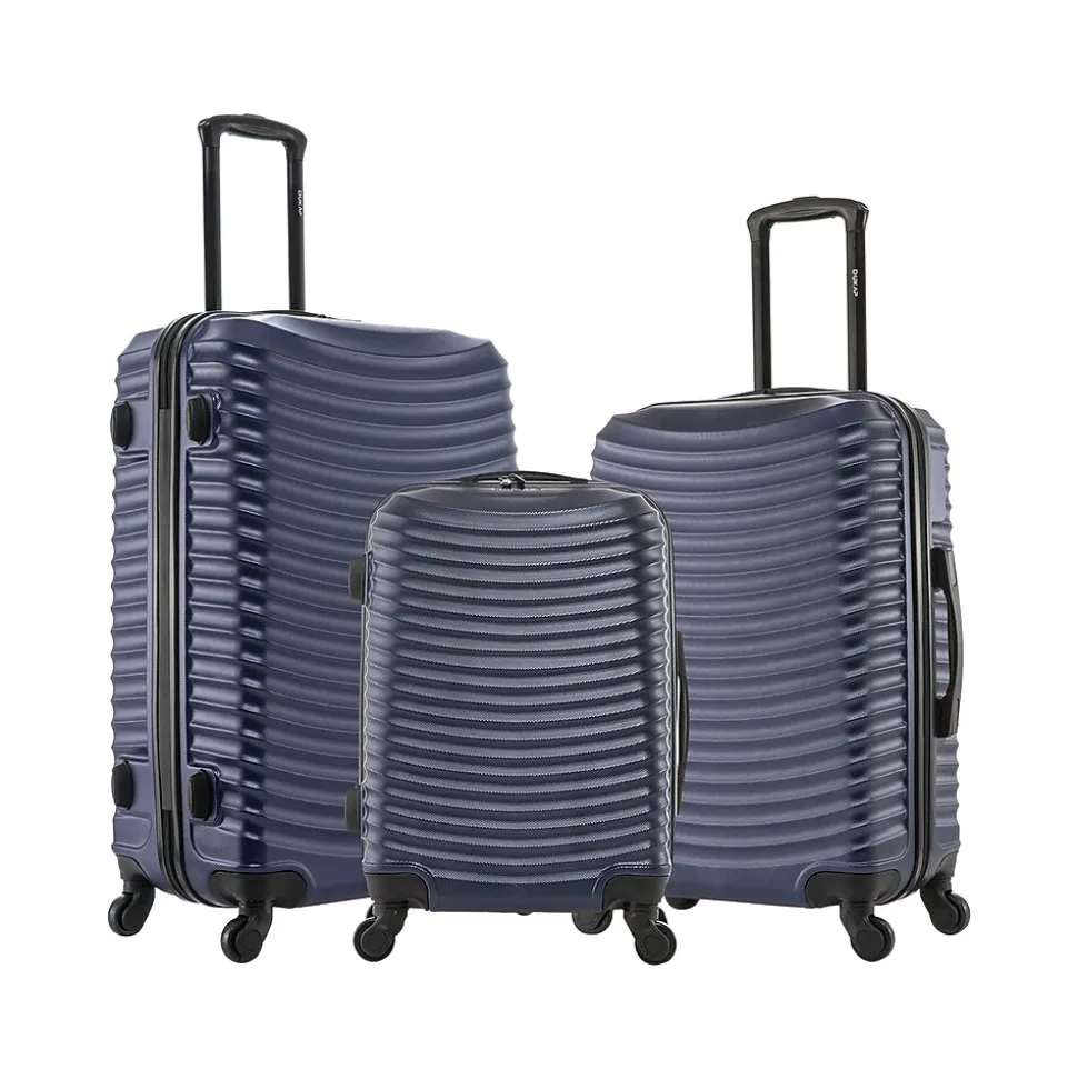 DUKAP Adly 3-Piece Hardside Spinner Luggage Set, Navy Blue (DKADLSML-BLU)