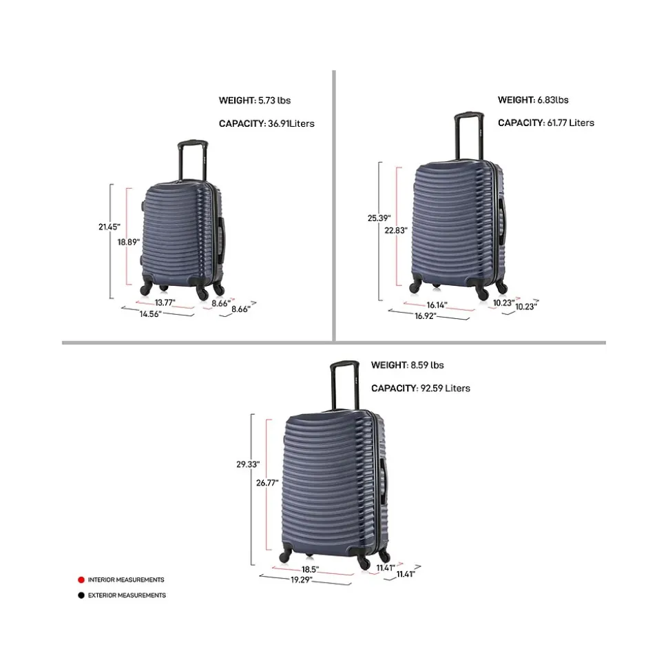 DUKAP Adly 3-Piece Hardside Spinner Luggage Set, Navy Blue (DKADLSML-BLU)