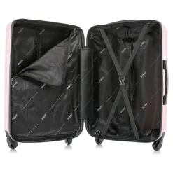 DUKAP Discovery 3-Piece Hardside Spinner Luggage Set, Pink (DKDISSML-PNK)