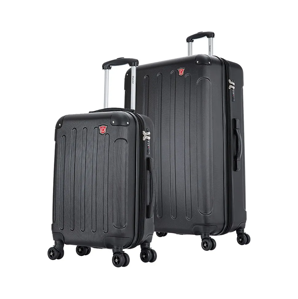 DUKAP Intely 2-Piece Hardside Spinner Luggage Set, TSA Checkpoint Friendly, Black (DKINT0SM-BLK)