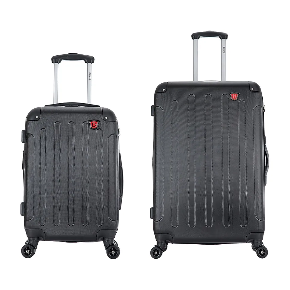 DUKAP Intely 2-Piece Hardside Spinner Luggage Set, TSA Checkpoint Friendly, Black (DKINT0SM-BLK)
