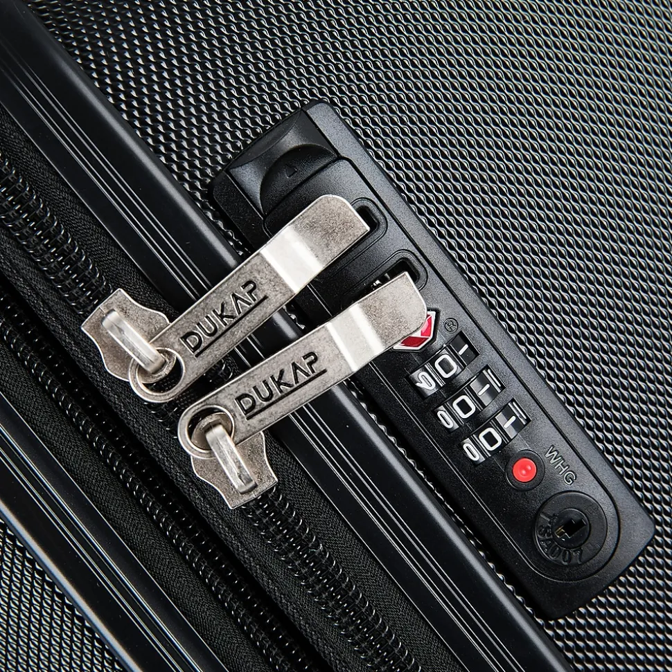 DUKAP Intely 2-Piece Hardside Spinner Luggage Set, TSA Checkpoint Friendly, Black (DKINT0SM-BLK)