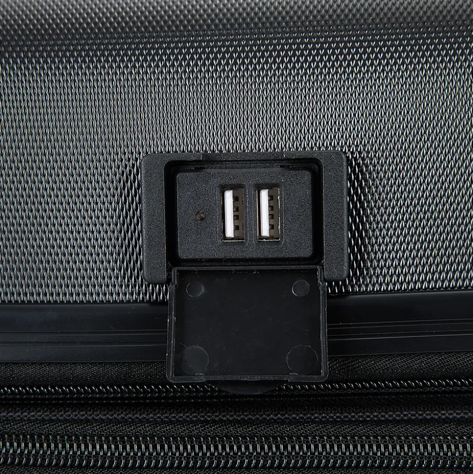 DUKAP Intely 2-Piece Hardside Spinner Luggage Set, TSA Checkpoint Friendly, Black (DKINT0SM-BLK)