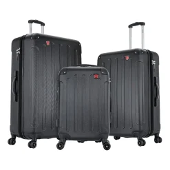 DUKAP Intely 3-Piece Hardside Spinner Luggage Set, TSA Checkpoint Friendly, Black (DKINTSML-BLK)