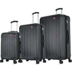 DUKAP Intely 3-Piece Hardside Spinner Luggage Set, TSA Checkpoint Friendly, Black (DKINTSML-BLK)
