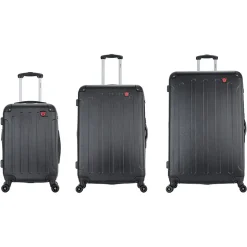 DUKAP Intely 3-Piece Hardside Spinner Luggage Set, TSA Checkpoint Friendly, Black (DKINTSML-BLK)