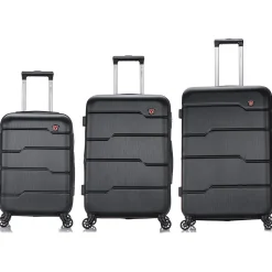 DUKAP Rodez 3-Piece Hardside Spinner Luggage Set, TSA Checkpoint Friendly, Black (DKRODSML-BLK)