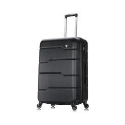DUKAP Rodez 3-Piece Hardside Spinner Luggage Set, TSA Checkpoint Friendly, Black (DKRODSML-BLK)