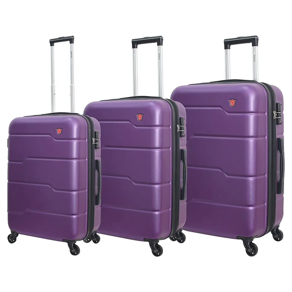 DUKAP Rodez 3-Piece Hardside Spinner Luggage Set, TSA Checkpoint Friendly, Purple (DKRODSML-PUR)