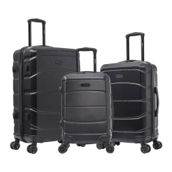 DUKAP Sense 3-Piece Hardside Spinner Luggage Set, Black (DKSENSML-BLK)