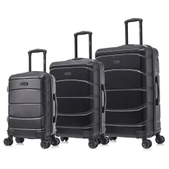 DUKAP Sense 3-Piece Hardside Spinner Luggage Set, Black (DKSENSML-BLK)