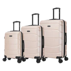 DUKAP Sense 3-Piece Hardside Spinner Luggage Set, Champagne (DKSENSML-CHA)