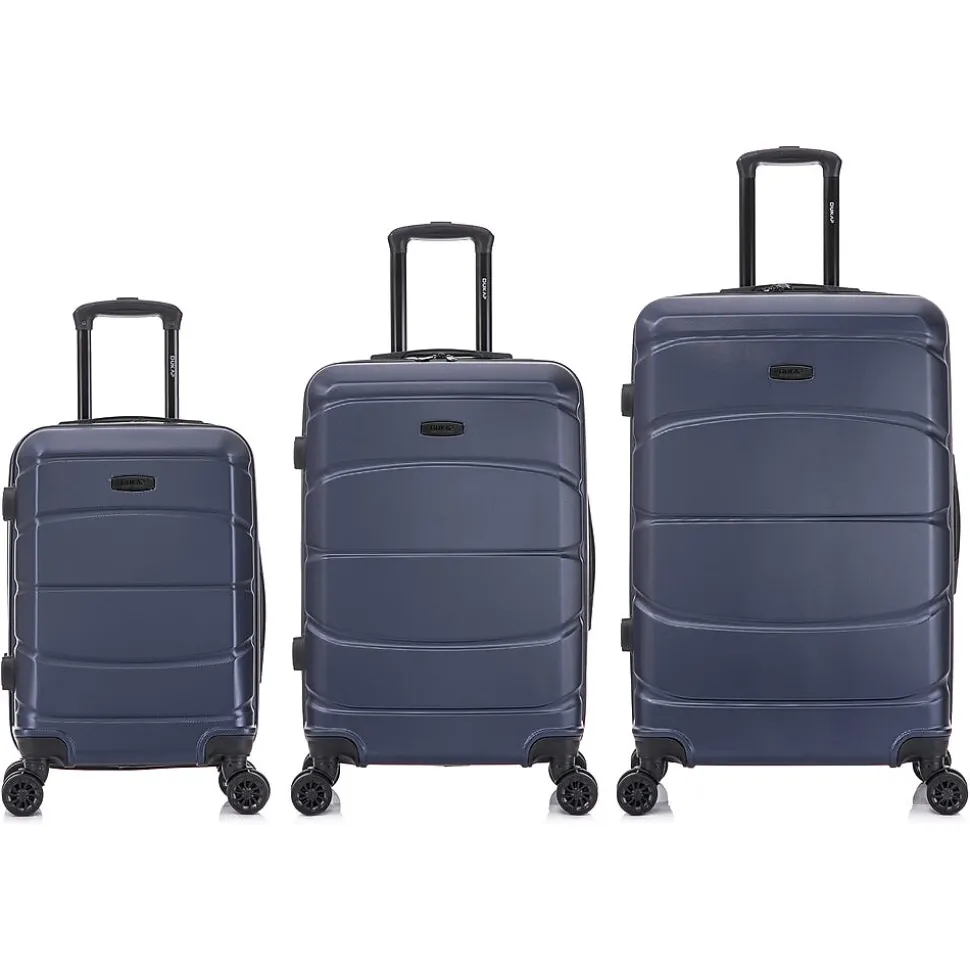 DUKAP Sense 3-Piece Hardside Spinner Luggage Set, Blue (DKSENSML-BLU)