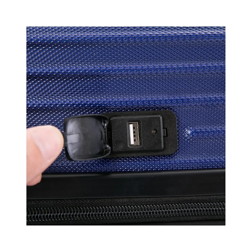 DUKAP Tour 20" Hardside Carry-On Suitcase, 4-Wheeled Spinner, TSA Checkpoint Friendly, Blue (DKTOU00S-BLU)