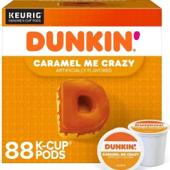 Dunkin' Caramel Me Crazy Coffee, Keurig K-Cup Pod, Medium Roast, 88/Carton (5000364900CT)