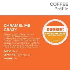 Dunkin' Caramel Me Crazy Coffee, Keurig K-Cup Pod, Medium Roast, 88/Carton (5000364900CT)