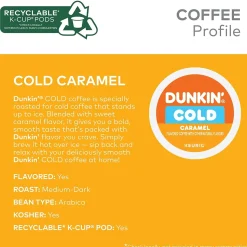 Dunkin' Cold Caramel Iced Coffee Keurig® K-Cup® Pods, Medium Dark Roast, 22/Box (5000375314)