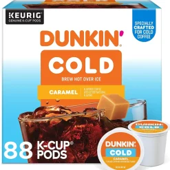 Dunkin' Cold Caramel Iced Coffee Keurig® K-Cup® Pods, Medium Dark Roast, 88/Carton (5000375314CT)