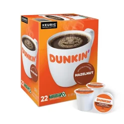 Dunkin' Hazelnut Coffee, Medium Roast, 0.37 oz. Keurig® K-Cup® Pods, 22/Box (400848)