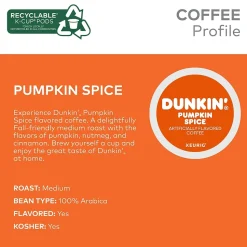 Dunkin' Pumpkin Spice Coffee Keurig® K-Cup® Pods, Light Roast, 22/Box (5000202812)