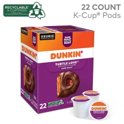 Dunkin' Turtle Love Coffee Keurig® K-Cup® Pods, Dark Roast, 22/Box (5000367615)