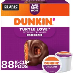 Dunkin' Turtle Love Coffee, Keurig K-Cup Pod, Dark Roast, 22/Box, 4 Boxes/Carton (5000367615CT)