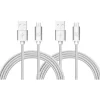 Durable Braided Micro USB Cables for Android Smartphones, Samsung, LG (10ft) - (Set of 2 - Silver)