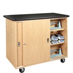 DWI Mobile Balance Storage Cabinet Solid Oak and Oak Veneers Storage Cabinet