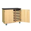DWI Mobile Tote Tray Laminate, Oak Wood Storage Cabinet