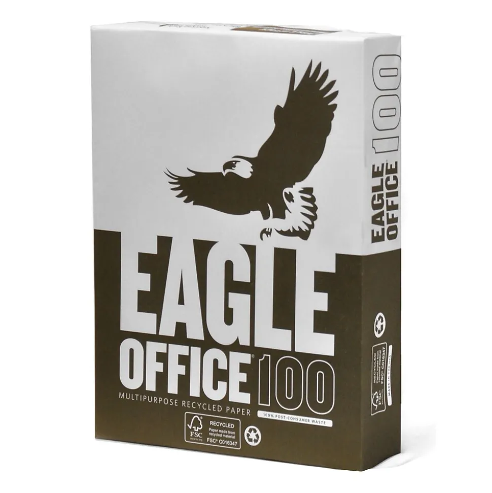 Eagle Office 100% Recycled 8.5" x 11" Multipurpose Paper, 20 lbs., 92 Brightness, 500/Ream (31550501)