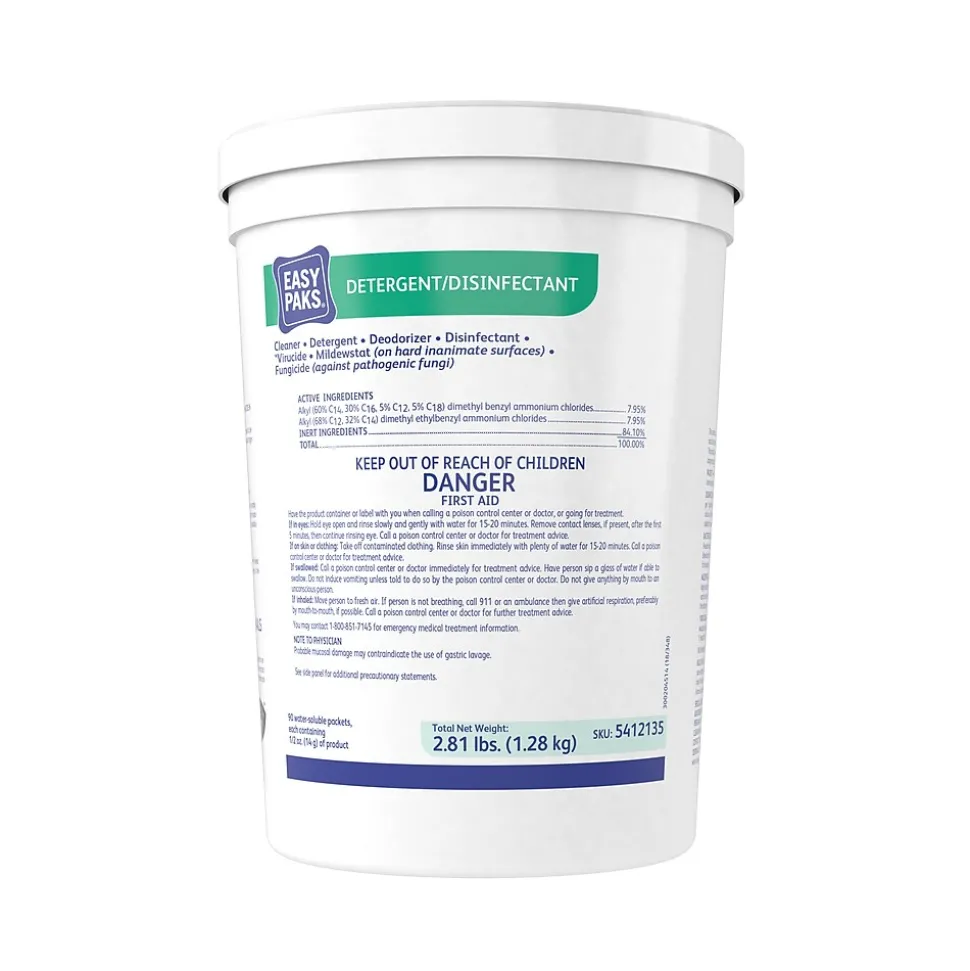 Easy Paks Detergent/Disinfectant, Original Scent, .5 oz. Packets, 90/Tub, 2 Tubs/Carton (DVO5412135)