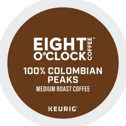 Eight O'Clock 100% Colombian Peaks Coffee, Keurig K-Cup Pod, Medium Roast, 24/Box, 4 Boxes/Carton (6407CT)