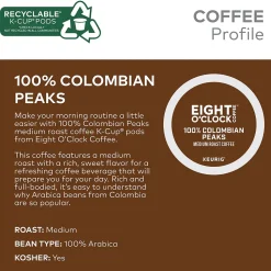 Eight O'Clock Colombian Coffee Keurig® K-Cup® Pods, Medium Roast, 24/Box (6407)