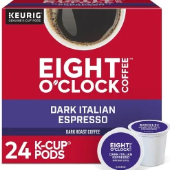 Eight O'Clock Dark Italian Espresso Keurig® K-Cup® Pods, Dark Roast, 24/Box (6408)