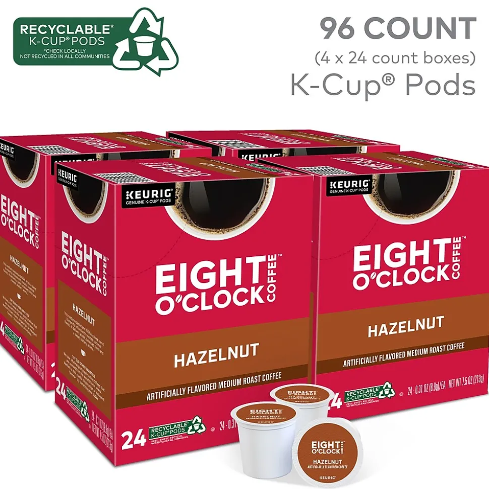Eight O'Clock Hazelnut Coffee Keurig® K-Cup® Pods, Medium Roast, 96/Carton (64060)
