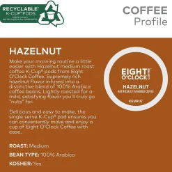Eight O'Clock Hazelnut Coffee Keurig® K-Cup® Pods, Medium Roast, 96/Carton (64060)