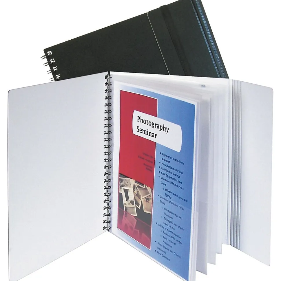 Eight-Pocket Portfolio with Security Flap, 11 x 8-1/2, Black