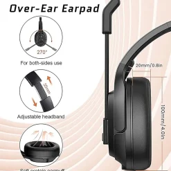 EKSAtelecom H1 Pro Telecom Bluetooth Headset, Black (T-AM01-03)