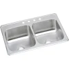Elkay Celebrity 4-Hole Dual-Bowl Drop-In Kitchen Sink, 22" x 43" x 6.88", Stainless Steel, Brushed Satin (CR43224)
