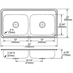 Elkay Celebrity 4-Hole Dual-Bowl Drop-In Kitchen Sink, 22