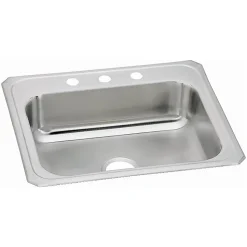 Elkay Celebrity 3-Hole Single-Bowl Drop In Kitchen Sink, 21.25" x 25" x 6.88", Stainless Steel, Brushed Satin (CR25213)