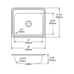 Elkay Celebrity 3-Hole Single-Bowl Drop In Kitchen Sink, 21.25