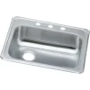 Elkay Celebrity 3-Hole Single-Bowl Drop In Kitchen Sink, 21.25" x 25" x 5.38", Stainless Steel, Brushed Satin (GECR2521L3)
