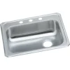 Elkay Celebrity 3-Hole Single-Bowl Drop In Kitchen Sink, 21.25" x 25" x 5.38", Stainless Steel, Brushed Satin (GECR2521R3)