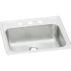 Elkay Celebrity 3-Hole Single-Bowl Drop In Bathroom Sink with Overflow, 17" x 19" x 6.13", Stainless Steel, Brushed Satin