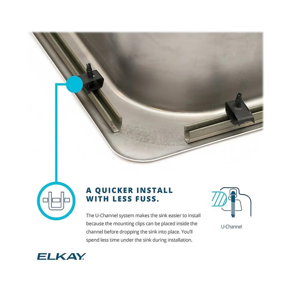 Elkay Celebrity 3-Hole Single-Bowl Drop In Bathroom Sink with Overflow, 17" x 19" x 6.13", Stainless Steel, Brushed Satin