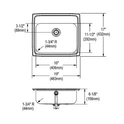 Elkay Celebrity 3-Hole Single-Bowl Drop In Bathroom Sink with Overflow, 17