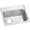 Elkay Celebrity 2-Hole Single-Bowl Drop-In Kitchen Sink, 19" x 19.5" x 5.5", Stainless Steel, Brushed Satin (PSRADQ191955L2)