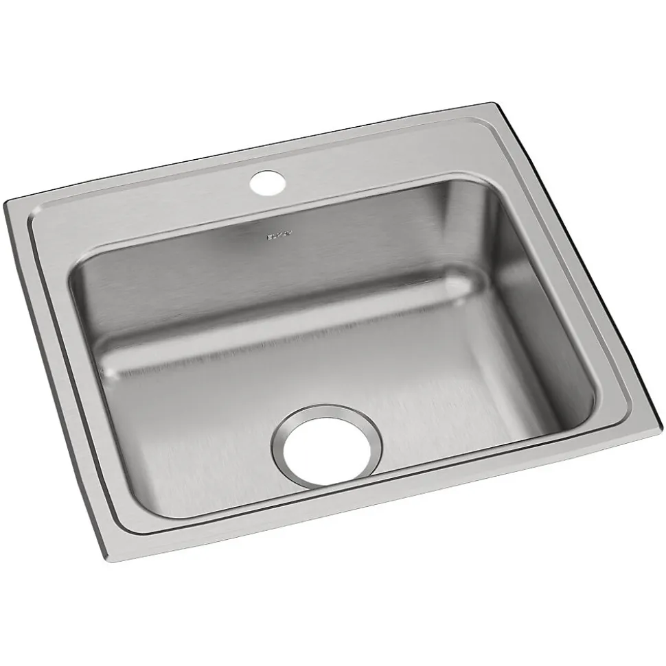 Elkay Celebrity 1-Hole Single-Bowl Drop-In Kitchen Sink, 19.5" x 22" x 7.13", Stainless Steel, Brushed Satin (PSR17201)