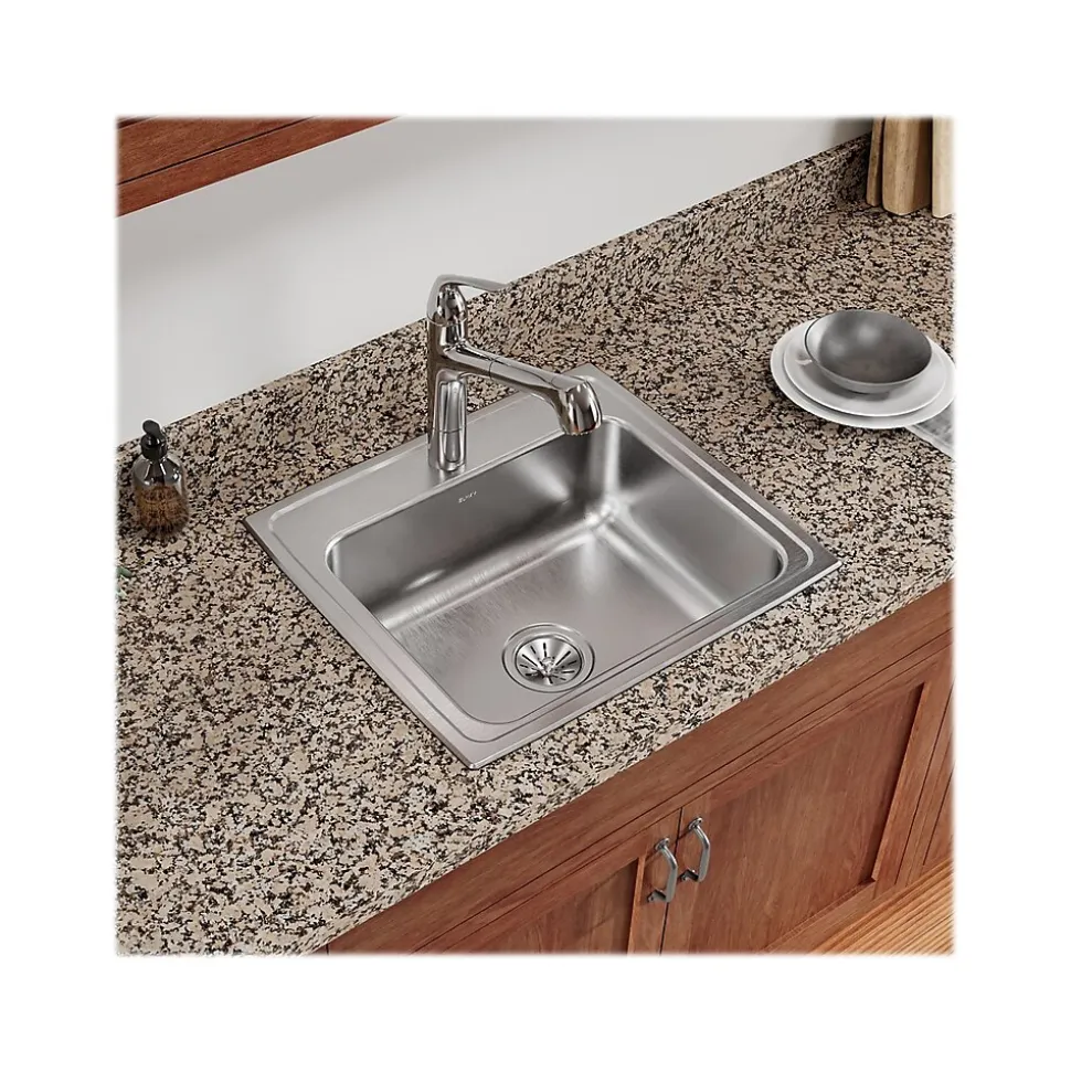 Elkay Celebrity 1-Hole Single-Bowl Drop-In Kitchen Sink, 19.5" x 22" x 7.13", Stainless Steel, Brushed Satin (PSR17201)